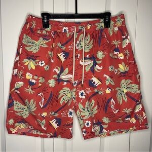 Polo Ralph Lauren Swim Trunks XL Pink Coral Netted Hawaiian Sail Boat Palm Tree